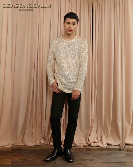Beige sequin embroidery RN LS. - Image 4