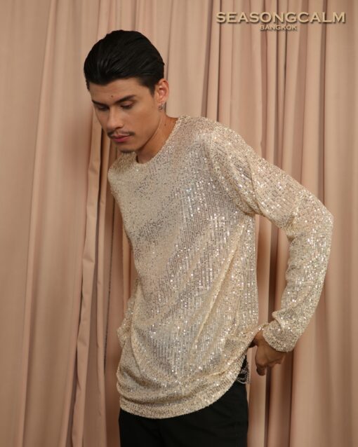 Beige sequin embroidery RN LS. - Image 2